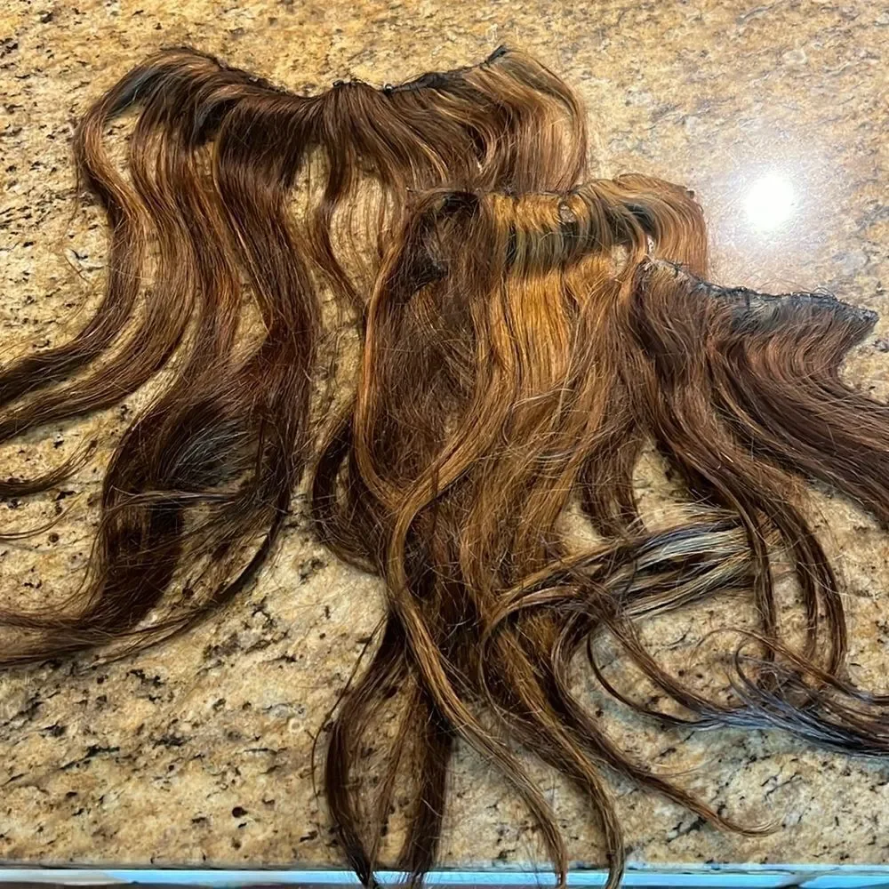 3 Rows Hand Tied Weft Hair - (2) 18” length & (1) 16” length